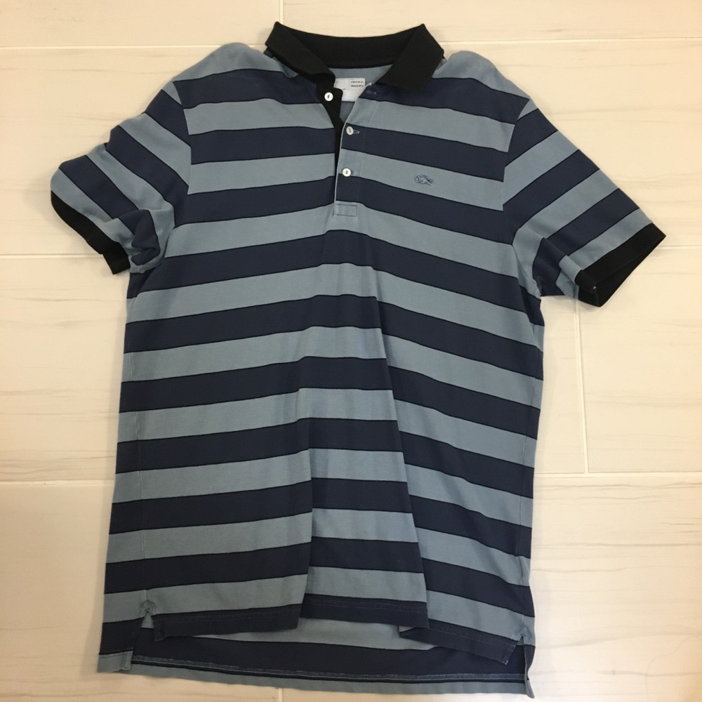 Lacoste blue stripe polo